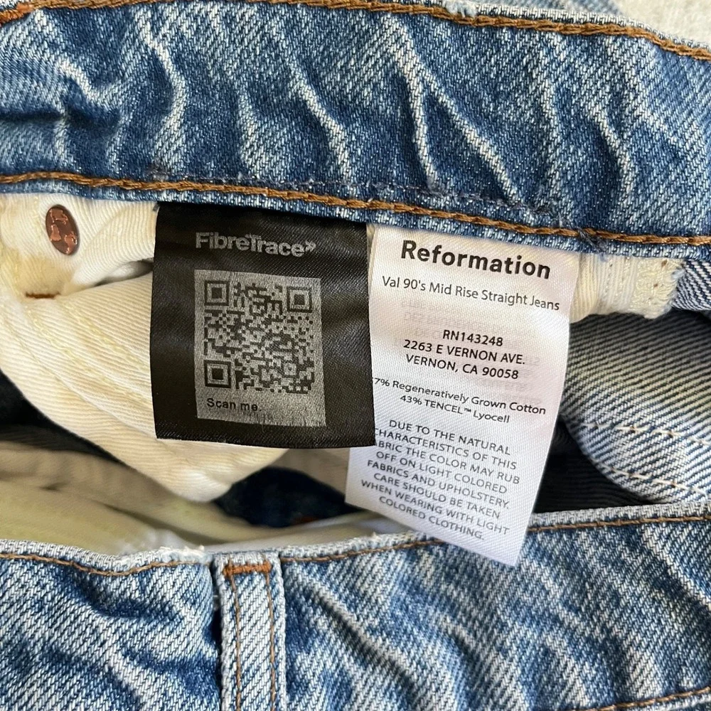 Reformation Jeans Womens 26 Val 90's Mid Rise Straight Leg Denim Colorado Wash - Picture 8 of 8